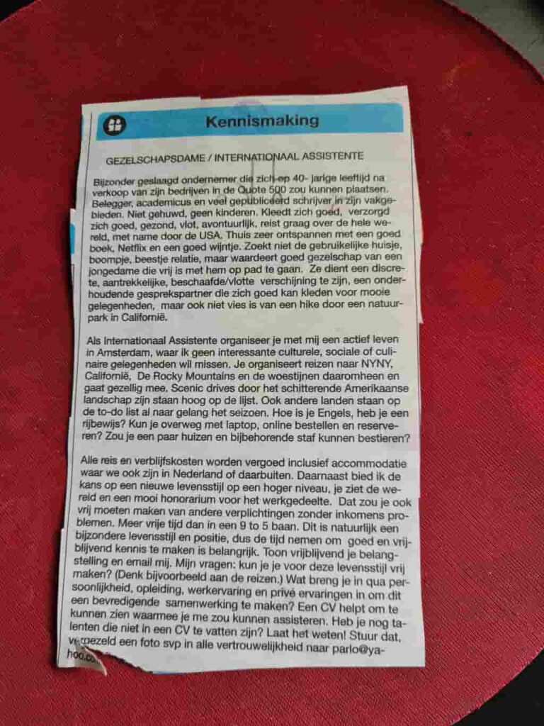 InAndOutOfAfrica-Menopause Nomad-Wilma Vervoort-Tekstschrijver-Power of the pen-Menopause Magician-Interactive Acts-kennismaking De Telegraaf